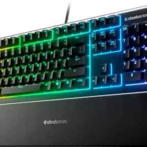 SteelSeries - Apex 3 Full Size Wired Membrane Whisper Quiet Switch Gaming Keyboard with 10 zone RGB Backlighting - Black