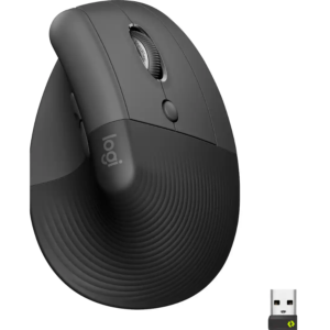 Logitech - Lift Vertical Wireless Optical Ergonomic Mouse with 4 Customizable Buttons - Wireless - Graphite