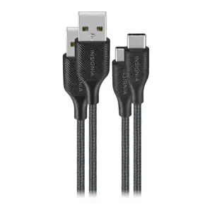 Insignia™ - 6' USB to USB-C Braided Charge-and-Sync Cables (2-Pack) - Black